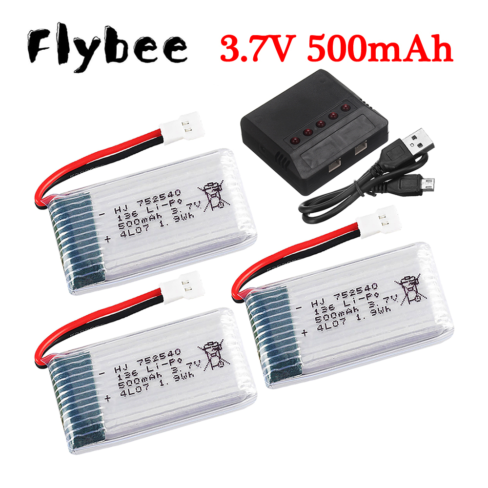 3.7V 500mAh 752540 Lipo Batter - Drone Battery Charger บทวิจารณ์และราคา