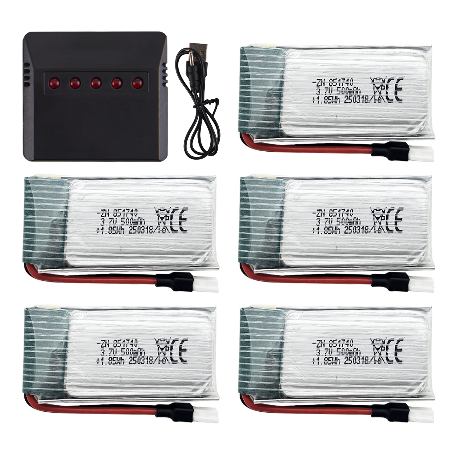 5Pcs 3.7V 500mAh LiPo Batterie - Drone Battery Adapter บทวิจารณ์และราคา