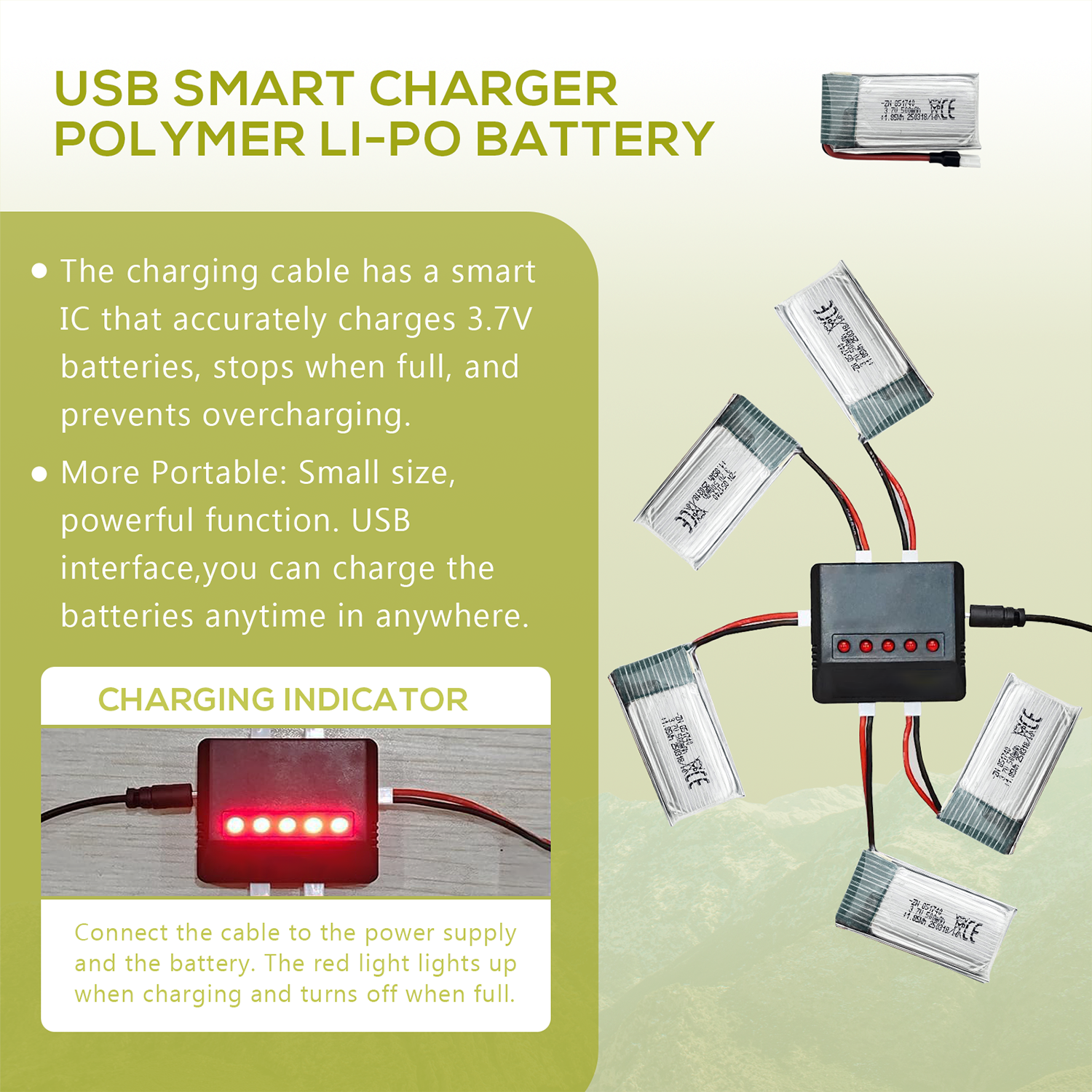 5Pcs 3.7V 500mAh LiPo Batterie - Drone Battery Adapter บทวิจารณ์และราคา